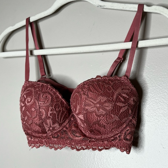 Sophie B. Lace Floral Push Up Underwire Sexy Lingerie Bra Pink Mauve 32 A - Picture 2 of 7